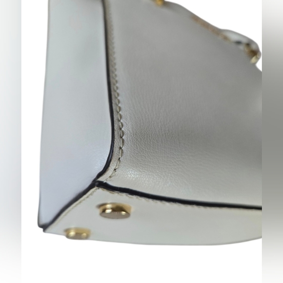 Michael Kors Ellis Small White Leather Satchel/Crossbody with Gold Accents - Picture 8 of 16